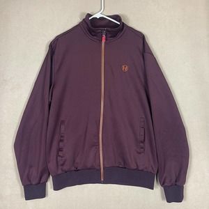 Pavini Mens XXL Dark Purple Full Zip Long Sleeve Sweatshirt Pockets Mock Neck‎